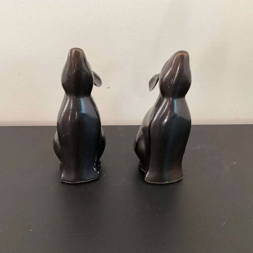 Restoration Hardware Set of 2 Metal Bunny Rabbit Bookends with Bronze Finish
